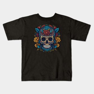 Mesmerizing Colorful Sugar Skull Art Kids T-Shirt